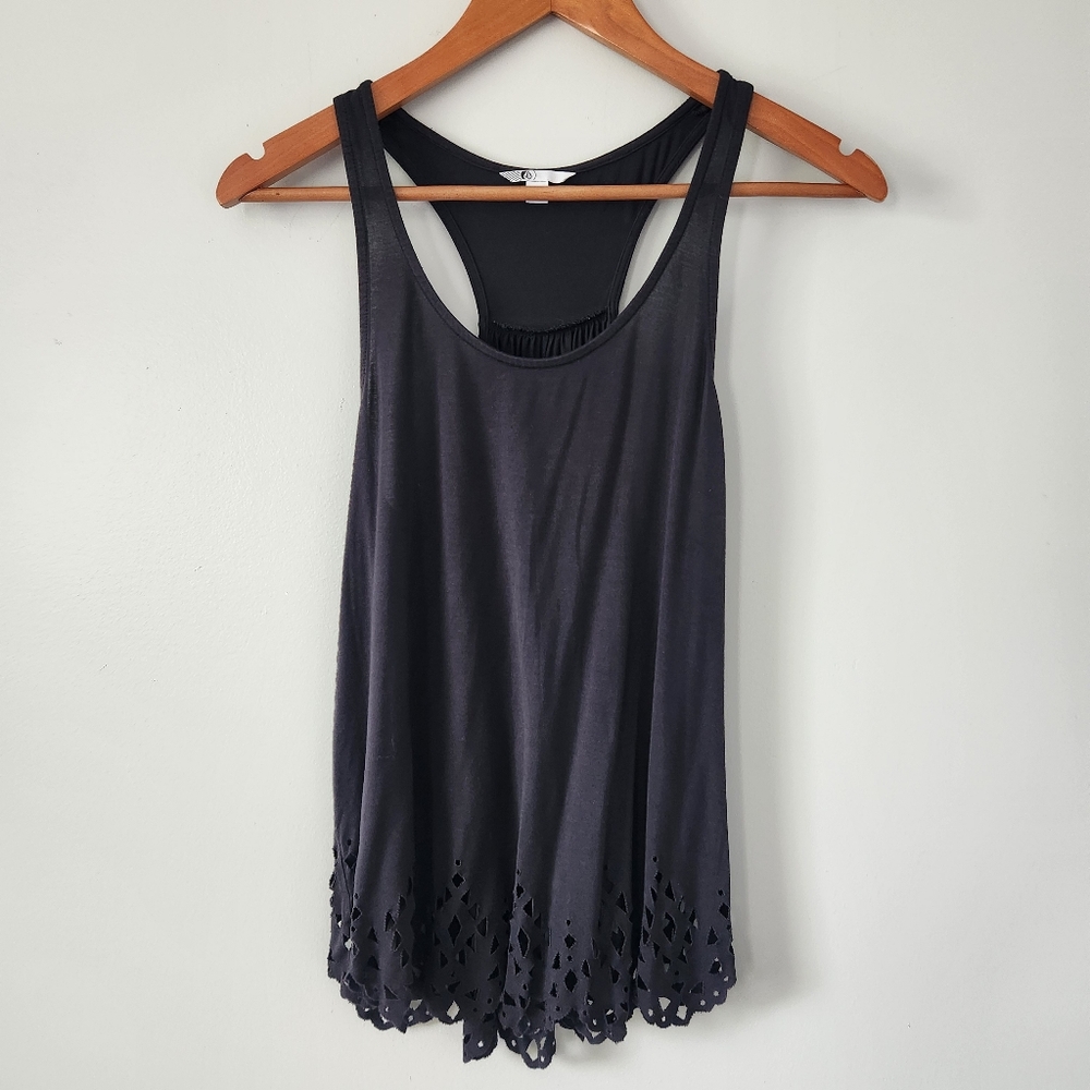 Volcom Black Sleeveless Top with Unique Hem